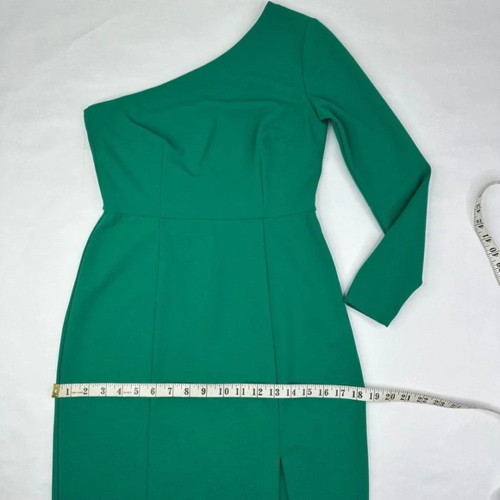 Donna‎ Morgan One Shoulder Midi Emerald Green Front Slit Party Dress Size 2